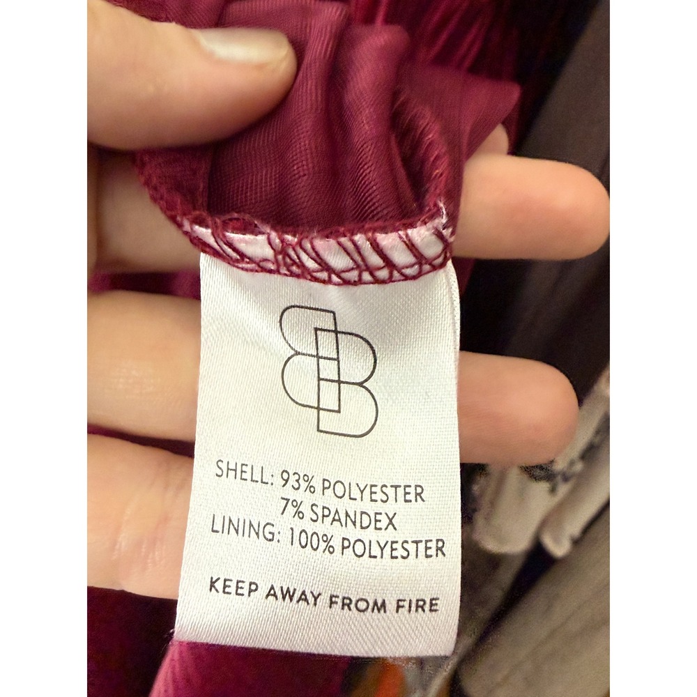Baltic Born Maxi Dress Velvet Pleated Wrap Red Long Sleeve High Low Burgundy L - Picture 7 of 7